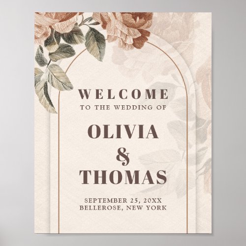 Chic Terracotta brown copper roses wedding welcome Poster