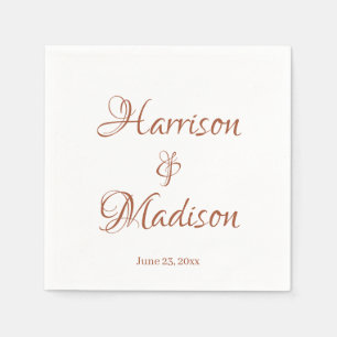 Chic terracotta custom script name date Wedding Napkins