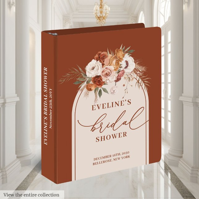 Chic terracotta floral bridal shower keepsake book 3 ring binder (Chic terracotta floral bridal shower keepsake book 3 ring binder )