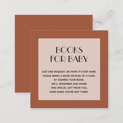Chic Terracotta Gender Neutral Baby Book Request Enclosure Card