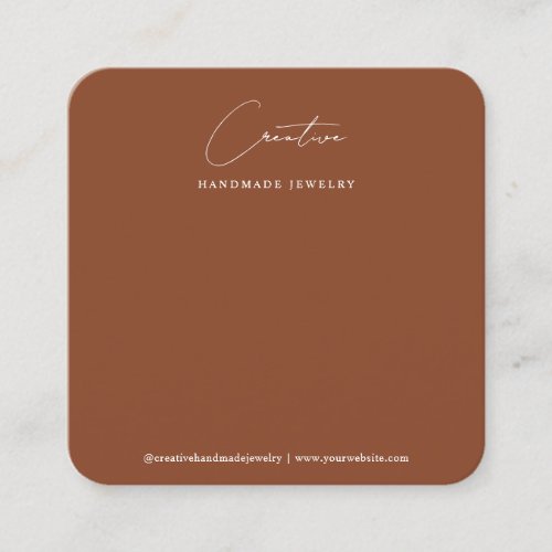 Chic Terracotta Handwritten Script Jewelry Display Square Business Card
