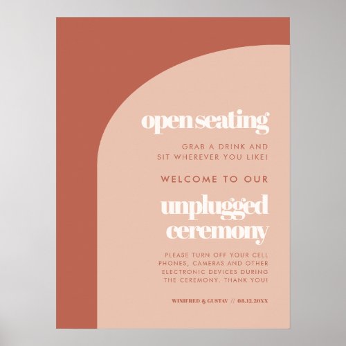 Chic terracotta Open seating Unplugged ceremony Poster