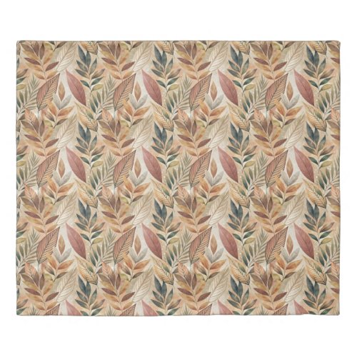 Chic terracotta pastel green brown foliage leaves duvet cover