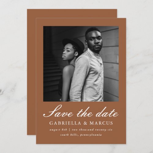 Chic Terracotta Photo Wedding Save The Date