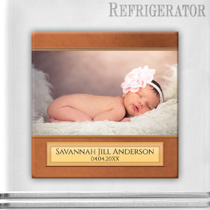 Chic Terracotta Rose Gold Baby Photo Magnet