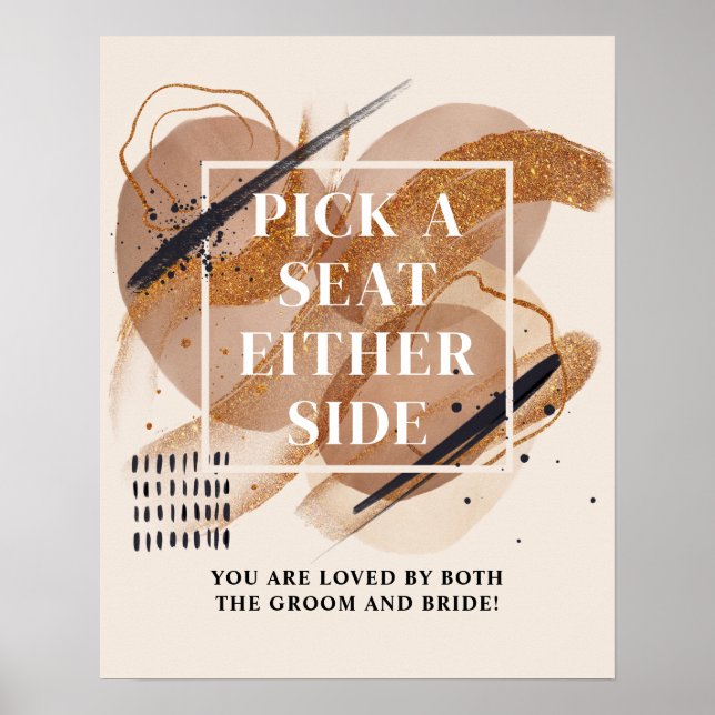 Chic Terracotta rose gold Pick a Seat Either Side Poster (Front)