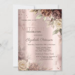Chic Terracotta Roses Rose Gold Bat Mitzvah  Invitation<br><div class="desc">A modern,  chic and glamorous invitation with terracotta roses on a rose gold background.</div>