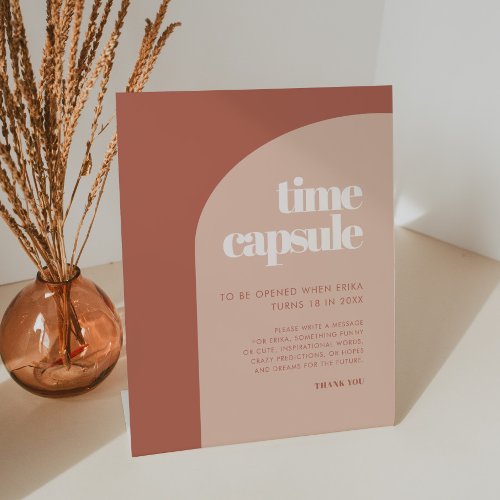 Chic terracotta Time capsule 1st Birthday sign