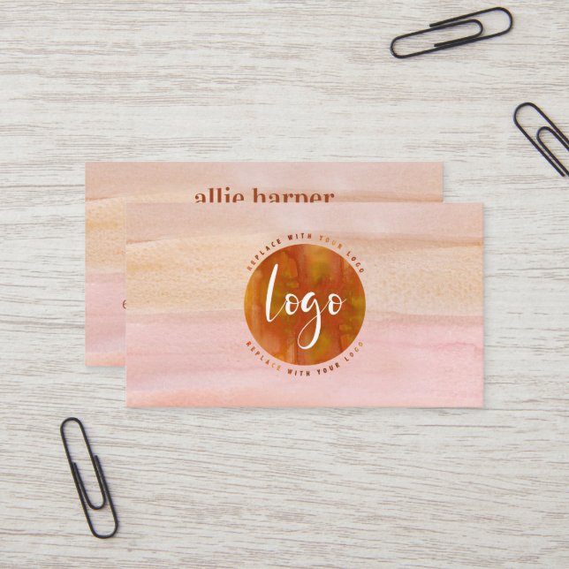 Chic Terracotta Watercolor Wash Business Card (Front/Back In Situ)