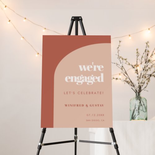 Chic terracotta We are engaged Engagement party Foam Board