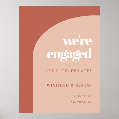 Chic terracotta We are engaged Engagement party Poster