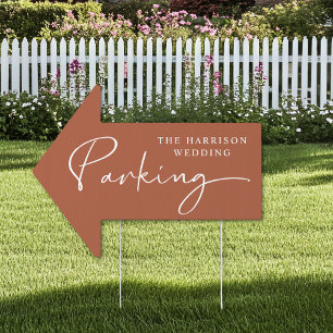 Chic Terracotta Wedding Parking Sign