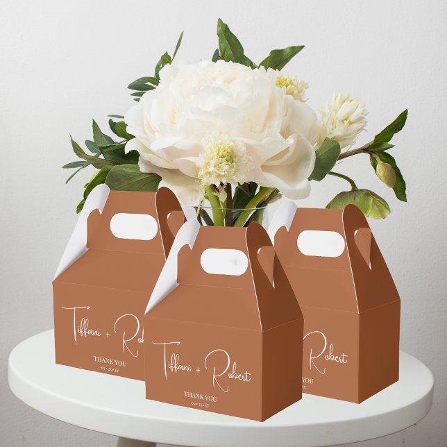 Chic Terracotta Wedding Thank You Favor Boxes (Creator Uploaded)