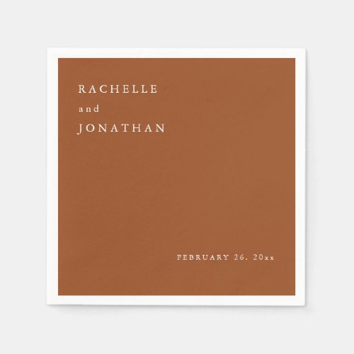 Chic Terracotta White Simple Wedding Napkins