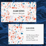 Chic terrazzo elegant business card blue pink<br><div class="desc">Show your style with this hand drawn abstract art design on front of back of the business card. Terrazzo pattern in shades of pink and blue on a white background. Perfect for designers, bloggers, fashionistas and other chic creative types. Add your own text to make it shine! Check my shop...</div>
