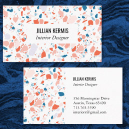 Chic terrazzo elegant business card blue pink