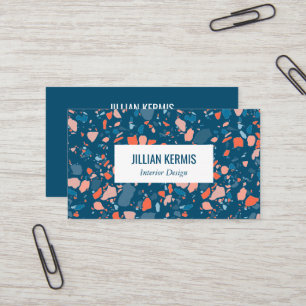 Chic terrazzo elegant pink blue CUSTOM Business Card
