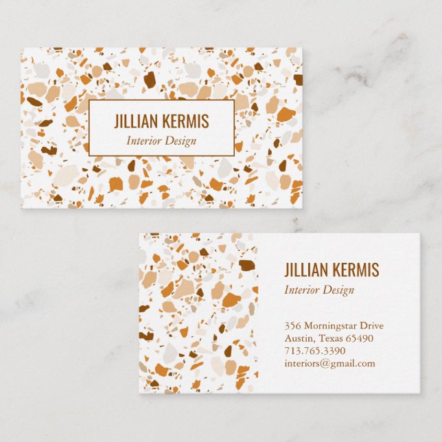 Chic terrazzo elegant Terracotta Brown Custom Business Card (Front/Back)
