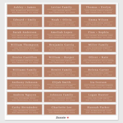 Chic TerrraCotta Wedding Guest Address Labels