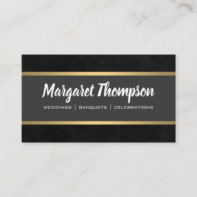 Chic Texture Pattern Gold Trim Business Card (Front)