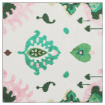 Chic textured green and pink ikat tribal pattern fabric