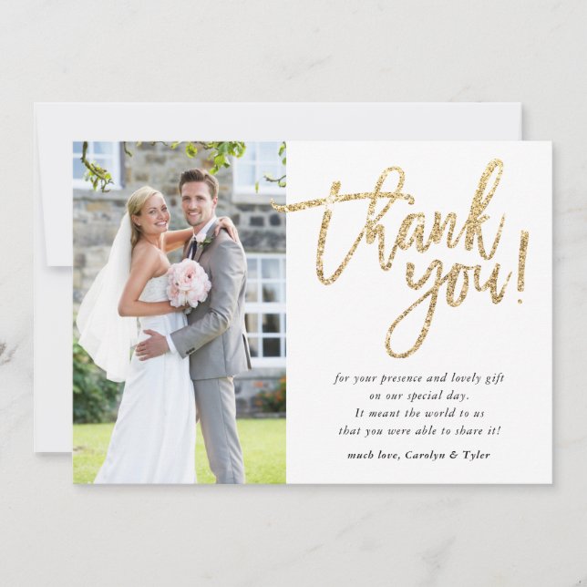 CHIC THANK YOU modern glam gold glitter script (Front)