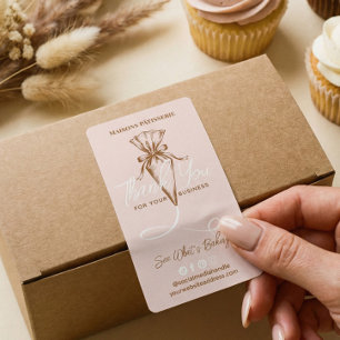 Chic Thank You Pastry Piping Bag Bakery Order Box Label