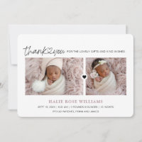 Chic Thank You Photo Collage Birth Announcement