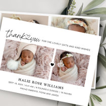 Chic Thank You Photo Collage Birth Announcement