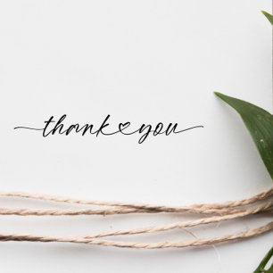 Chic Thank You Script Heart Rubber Stamp