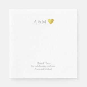 Chic Thank You Wedding Love Heart on White Napkins