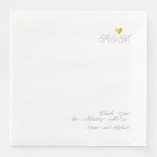 Chic Thank You Wedding Love Heart White Paper Dinner Napkins
