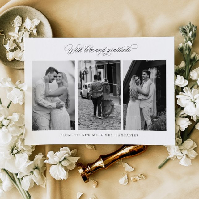 Chic Thank you Wedding Photo Custom Note Card (Creator Uploaded)