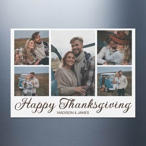 Chic Thanksgiving Fall Photo Collage Magnet Card