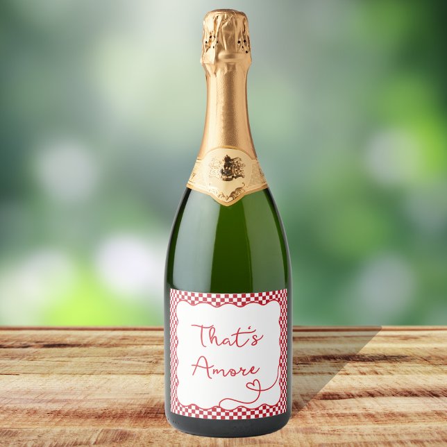 Chic 'That's Amore' Italian-Themed Customizable  Sparkling Wine Label (Creator Uploaded)