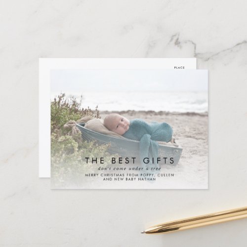Chic The Best Gifts Baby Photo Christmas Holiday Postcard