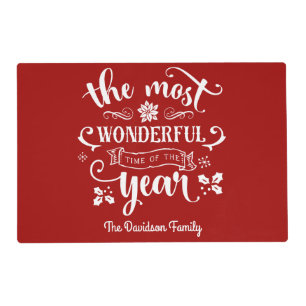 Chic The Most Wonderful Time of the Year Monogram Placemat