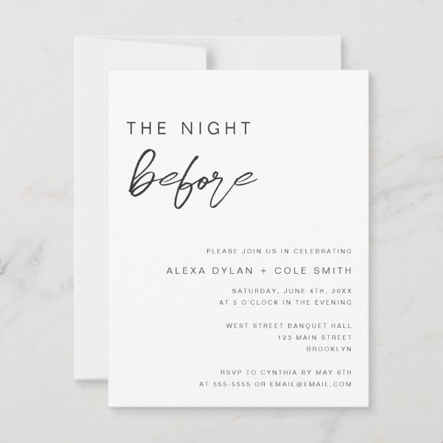 Chic The Night Before Rehearsal Dinner Invitation (Front)