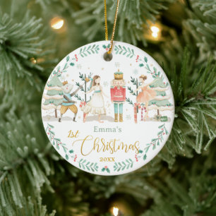 Chic The Nutcracker Ballet Baby 1st Christmas  Ceramic Ornament