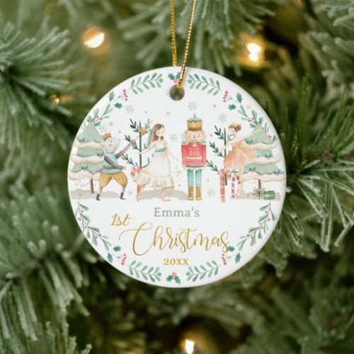 Chic The Nutcracker Ballet Baby 1st Christmas  Ceramic Ornament