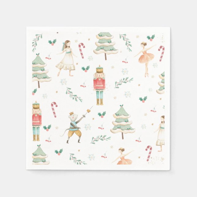 Chic The Nutcracker Ballet Merry Christmas Party Napkins (Front)