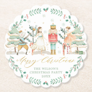 Chic The Nutcracker Ballet Merry Christmas Party Paper Coaster