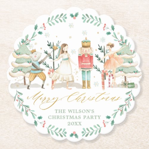 Chic The Nutcracker Ballet Merry Christmas Party  Paper Coaster