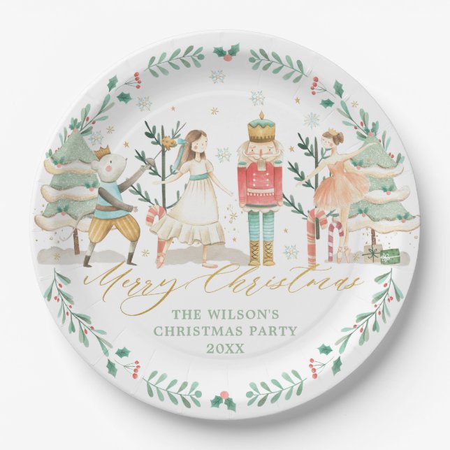 Chic The Nutcracker Ballet Merry Christmas Party  Paper Plates (Front)
