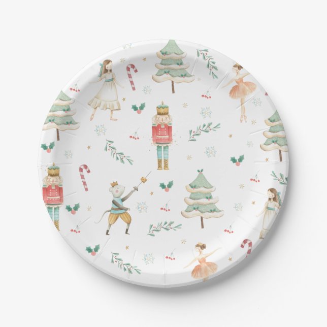Chic The Nutcracker Ballet Merry Christmas Party Paper Plates (Front)