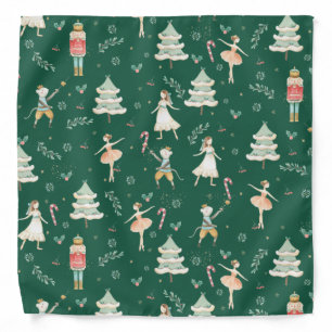 Chic The Nutcracker Christmas Ballet Green Bandana