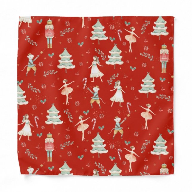 Chic The Nutcracker Christmas Ballet Red Bandana (Front)