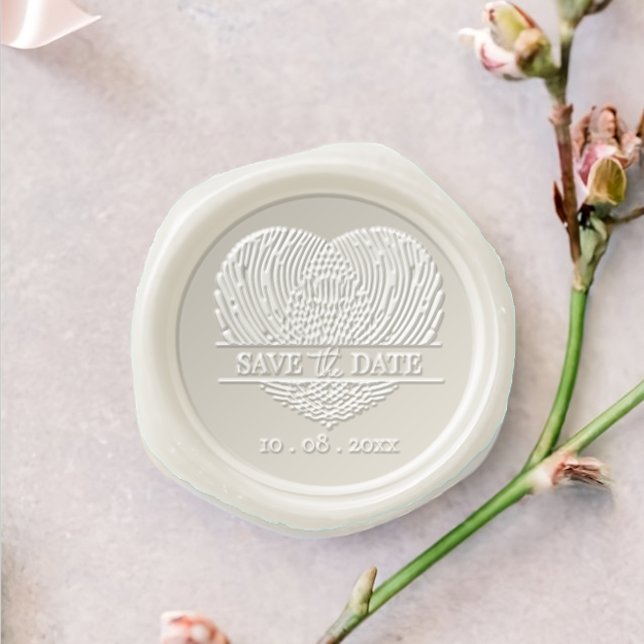 Chic Thumbprint Heart Save the Date Wedding Wax Seal Stamp (Creator Uploaded)