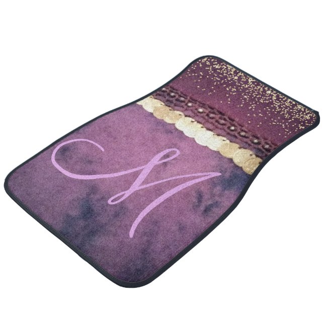 Chic Tie Dye Monogram Gypsy Scarf  Car Floor Mat (Angled)