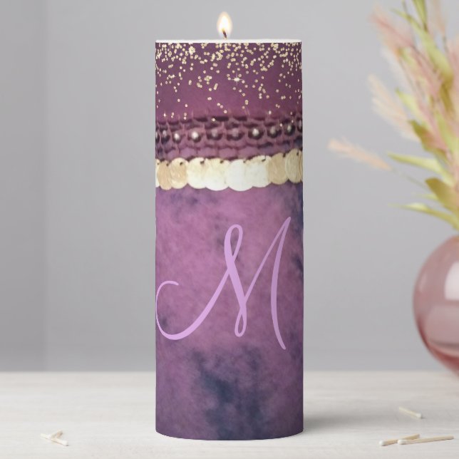 Chic Tie Dye Monogram Gypsy Scarf Pillar Candle (In Situ)